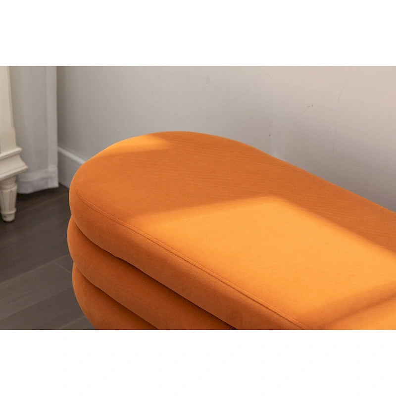 Banc de rangement en tissu de velours Banc de chambre à coucher avec pieds en bois pour salon, chambre à coucher, intérieur