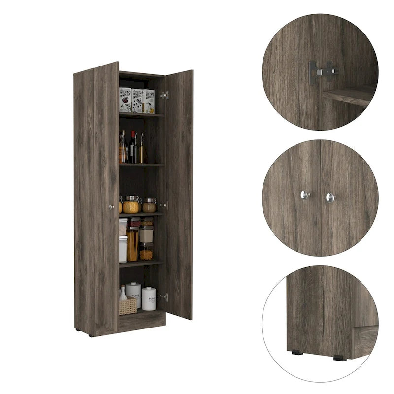 Garde-manger multistockage, cinq étagères, meuble à double porte