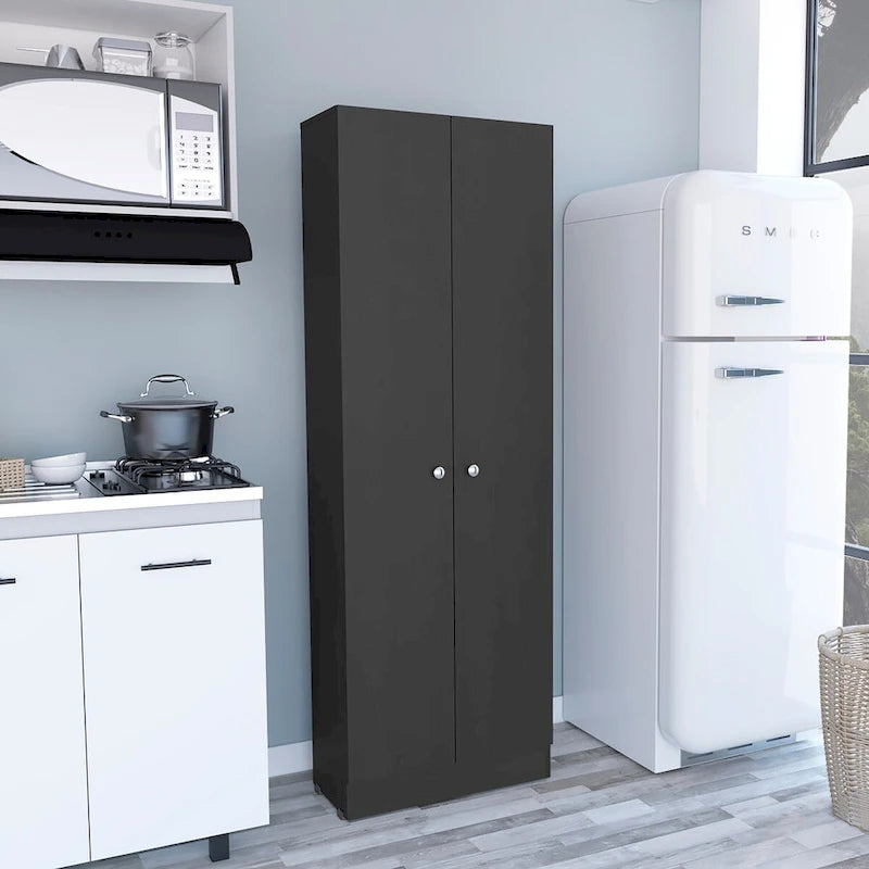 Garde-manger multistockage, cinq étagères, meuble à double porte