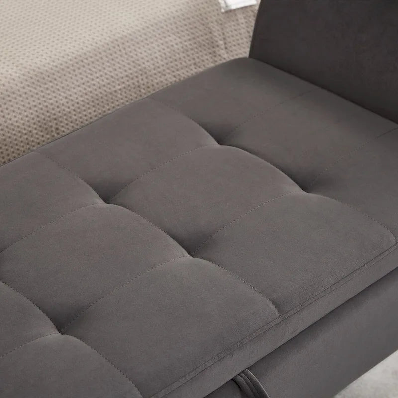 Banc de lit 51,5 po avec rangement, canapé-lit peu encombrant en velours pour salon, appartement et bureau