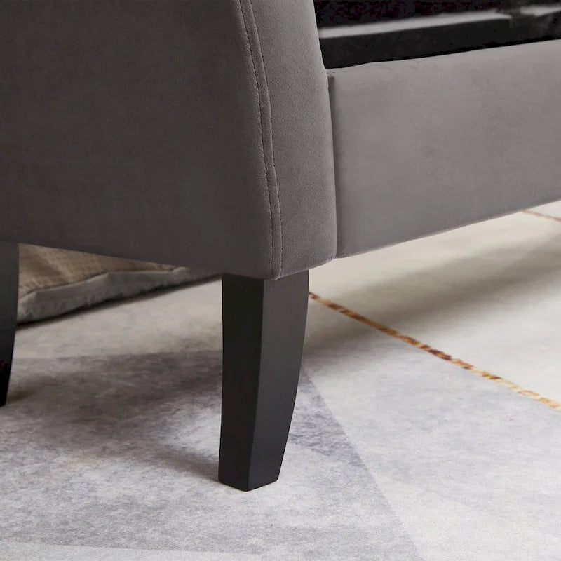 Banc de lit 51,5 po avec rangement, canapé-lit peu encombrant en velours pour salon, appartement et bureau