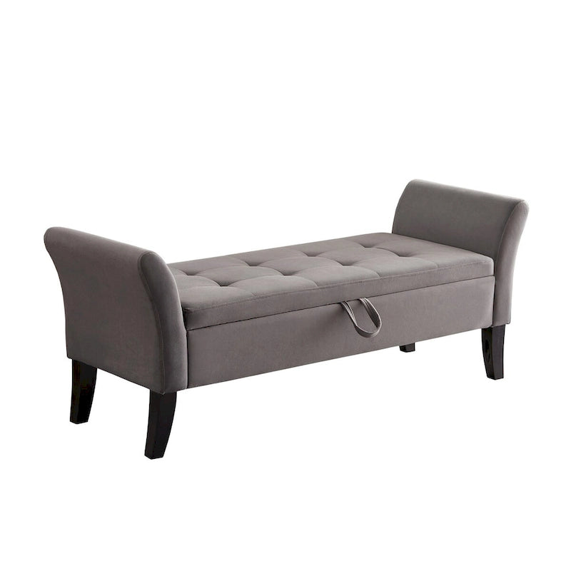 Banc de lit 51,5 po avec rangement, canapé-lit peu encombrant en velours pour salon, appartement et bureau