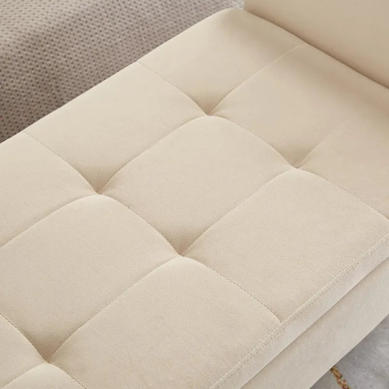 Banc de lit 51,5 po avec rangement, canapé-lit peu encombrant en velours pour salon, appartement et bureau