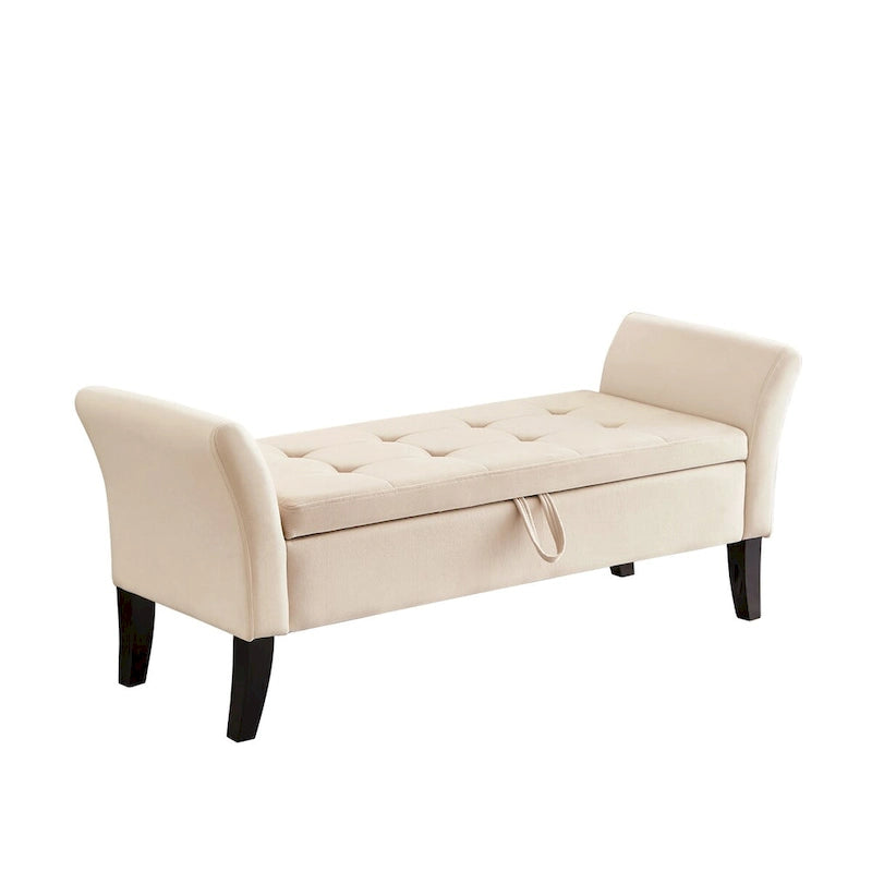 Banc de lit 51,5 po avec rangement, canapé-lit peu encombrant en velours pour salon, appartement et bureau