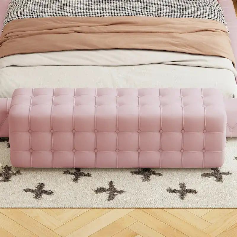 Pouf Ottoman Entièrement Recouvert de Velours