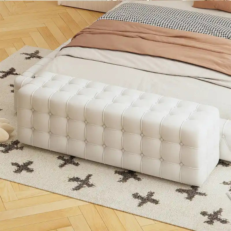 Pouf Ottoman Entièrement Recouvert de Velours