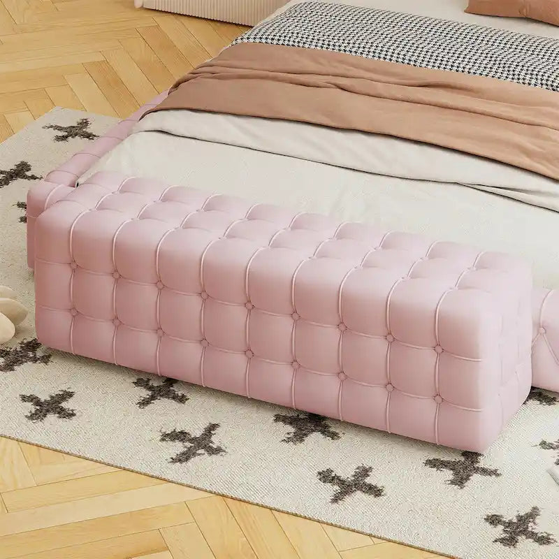 Pouf Ottoman Entièrement Recouvert de Velours