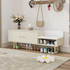 Modern Shoe Storage Bench with Hidden Storage and Upholstered Cushions for Bedside Living Room and Entryway