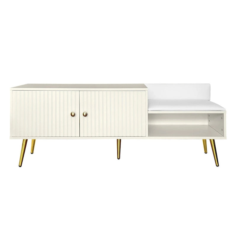 Banc de rangement pour chaussures moderne avec rangement dissimulé et coussins rembourrés pour chambre à coucher, salon et entrée