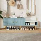 Banc de rangement pour chaussures moderne avec rangement dissimulé et coussins rembourrés pour chambre à coucher, salon et entrée