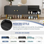 Banc de rangement pour chaussures moderne avec rangement dissimulé et coussins rembourrés pour chambre à coucher, salon et entrée