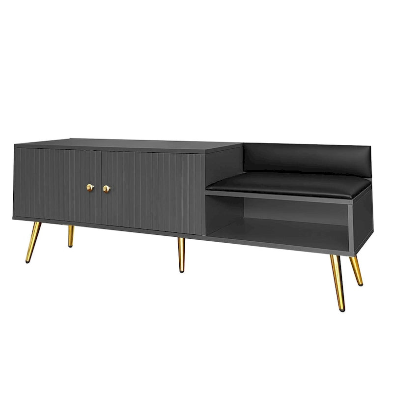 Banc de rangement pour chaussures moderne avec rangement dissimulé et coussins rembourrés pour chambre à coucher, salon et entrée