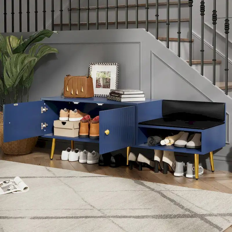 Banc de rangement pour chaussures moderne avec rangement dissimulé et coussins rembourrés pour chambre à coucher, salon et entrée