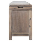 Banc de rangement avec panier amovible et 2 tiroirs, banc à chaussures entièrement assemblé avec coussin amovible (blanc délavé)