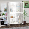 Meuble de rangement à quatre portes avec étagères réglables et pieds Meuble d'appoint en acier laminé à froid pour salon ou cuisine