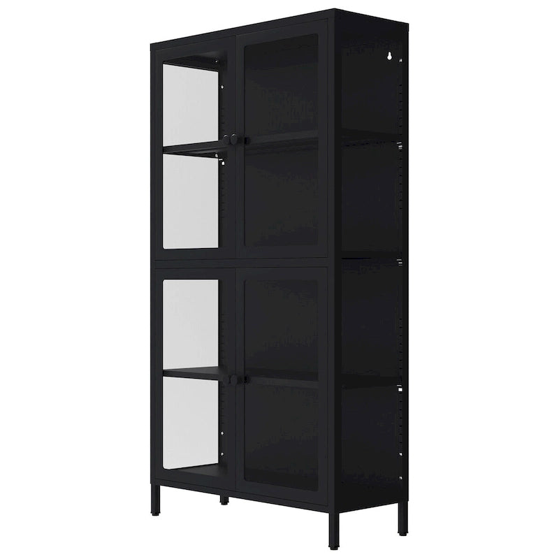 Meuble de rangement à quatre portes avec étagères réglables et pieds Meuble d'appoint en acier laminé à froid pour salon ou cuisine