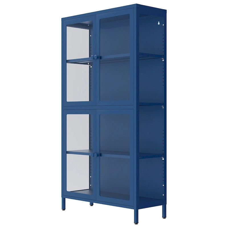 Meuble de rangement à quatre portes avec étagères réglables et pieds Meuble d'appoint en acier laminé à froid pour salon ou cuisine