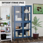 Meuble de rangement à quatre portes avec étagères réglables et pieds Meuble d'appoint en acier laminé à froid pour salon ou cuisine