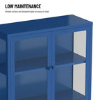 Meuble de rangement à quatre portes avec étagères réglables et pieds Meuble d'appoint en acier laminé à froid pour salon ou cuisine