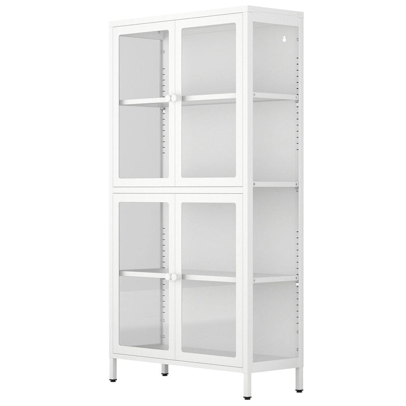 Meuble de rangement à quatre portes avec étagères réglables et pieds Meuble d'appoint en acier laminé à froid pour salon ou cuisine