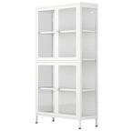 Meuble de rangement à quatre portes avec étagères réglables et pieds Meuble d'appoint en acier laminé à froid pour salon ou cuisine
