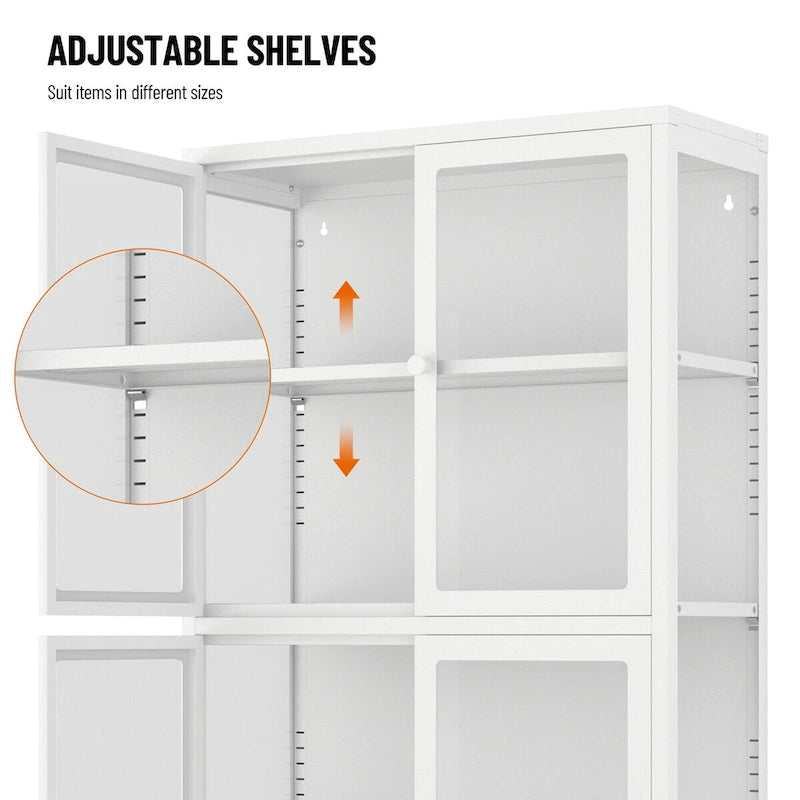 Meuble de rangement à quatre portes avec étagères réglables et pieds Meuble d'appoint en acier laminé à froid pour salon ou cuisine