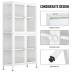 Meuble de rangement à quatre portes avec étagères réglables et pieds Meuble d'appoint en acier laminé à froid pour salon ou cuisine