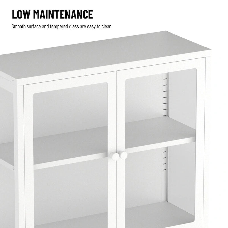 Meuble de rangement à quatre portes avec étagères réglables et pieds Meuble d'appoint en acier laminé à froid pour salon ou cuisine