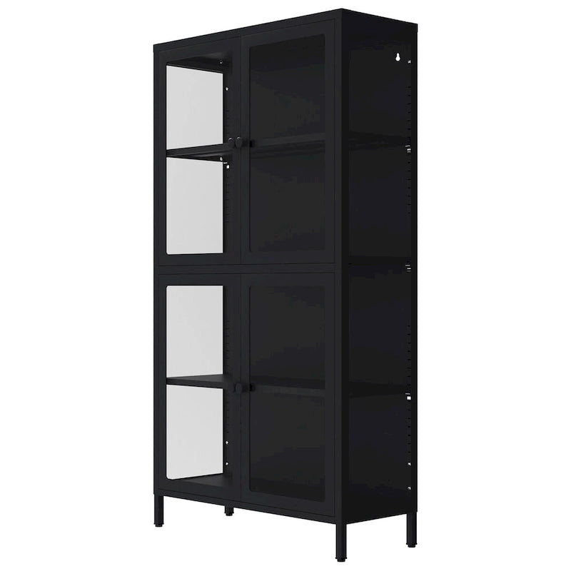 Meuble de rangement à quatre portes avec étagères réglables et pieds Meuble d'appoint en acier laminé à froid pour salon ou cuisine
