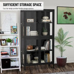 Meuble de rangement à quatre portes avec étagères réglables et pieds Meuble d'appoint en acier laminé à froid pour salon ou cuisine