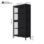 Meuble de rangement à quatre portes avec étagères réglables et pieds Meuble d'appoint en acier laminé à froid pour salon ou cuisine