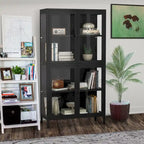 Meuble de rangement à quatre portes avec étagères réglables et pieds Meuble d'appoint en acier laminé à froid pour salon ou cuisine