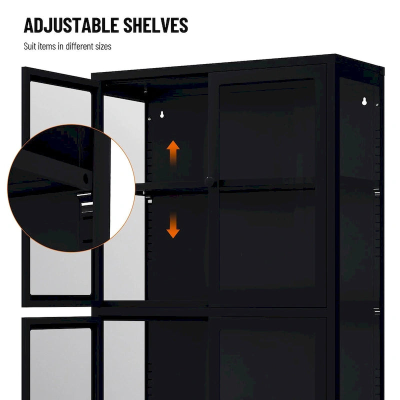 Meuble de rangement à quatre portes avec étagères réglables et pieds Meuble d'appoint en acier laminé à froid pour salon ou cuisine
