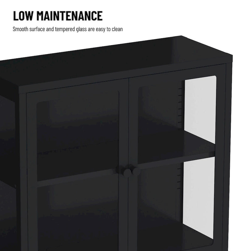 Meuble de rangement à quatre portes avec étagères réglables et pieds Meuble d'appoint en acier laminé à froid pour salon ou cuisine