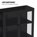 Meuble de rangement à quatre portes avec étagères réglables et pieds Meuble d'appoint en acier laminé à froid pour salon ou cuisine