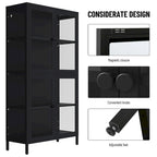 Meuble de rangement à quatre portes avec étagères réglables et pieds Meuble d'appoint en acier laminé à froid pour salon ou cuisine