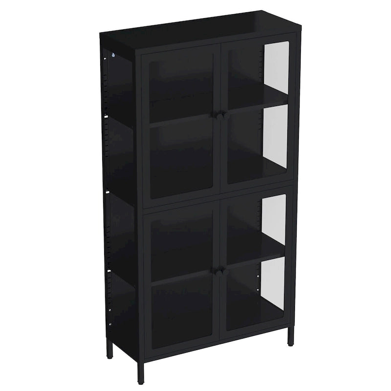 Meuble de rangement à quatre portes avec étagères réglables et pieds Meuble d'appoint en acier laminé à froid pour salon ou cuisine
