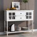 Buffet Console avec étagère inférieure, meuble de rangement en bois/verre style ferme pour salon (Gris antique)