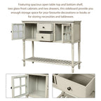 Buffet Console avec étagère inférieure, meuble de rangement en bois/verre style ferme pour salon (Gris antique)