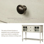 Buffet Console avec étagère inférieure, meuble de rangement en bois/verre style ferme pour salon (Gris antique)