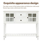 Buffet Console avec étagère inférieure, meuble de rangement en bois/verre style ferme pour salon (Gris antique)