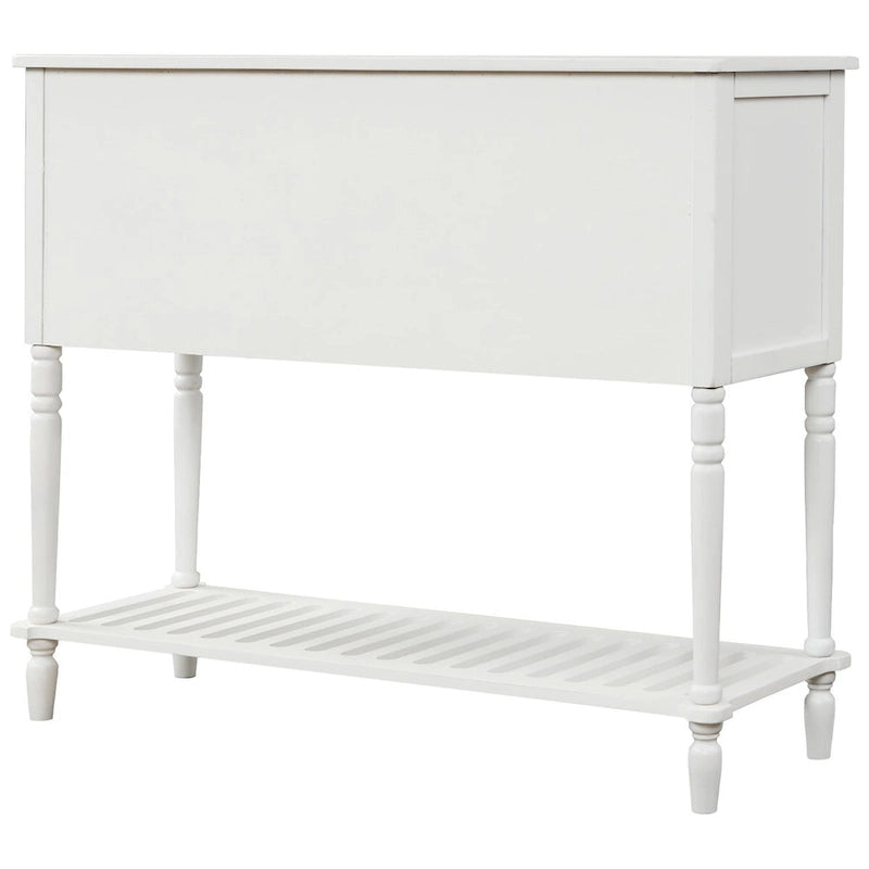 Buffet Console avec étagère inférieure, meuble de rangement en bois/verre style ferme pour salon (Gris antique)