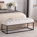 Banc ottoman rembourré à base métallique pour entrée et salon