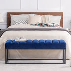 Banc ottoman rembourré à base métallique pour entrée et salon