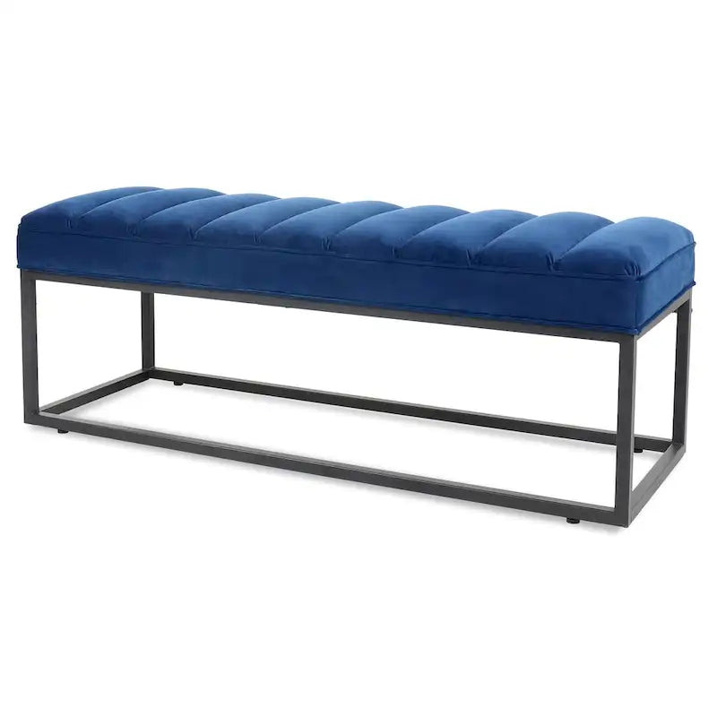 Banc ottoman rembourré à base métallique pour entrée et salon