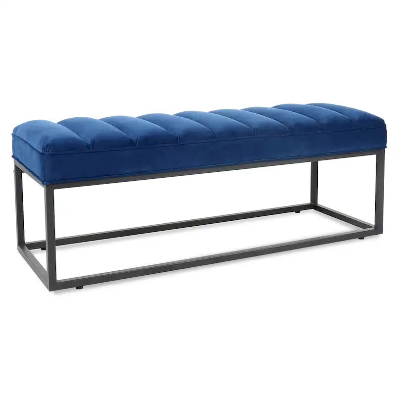 Banc ottoman rembourré à base métallique pour entrée et salon