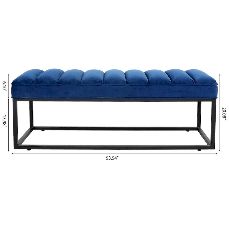 Banc ottoman rembourré à base métallique pour entrée et salon