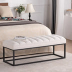 Banc ottoman rembourré à base métallique pour entrée et salon