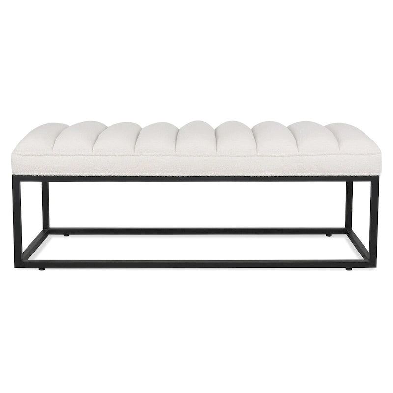 Banc ottoman rembourré à base métallique pour entrée et salon