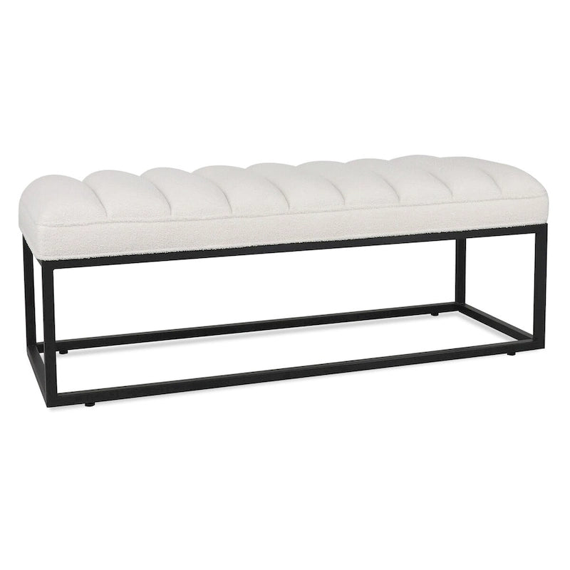 Banc ottoman rembourré à base métallique pour entrée et salon